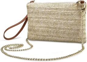 img 3 attached to 👜 Small Crossbody Bag with Straw Design, Zipper Closure - Women's Wristlet Clutch Purse