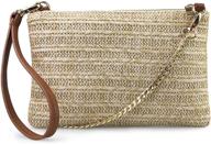 👜 small crossbody bag with straw design, zipper closure - women's wristlet clutch purse logo