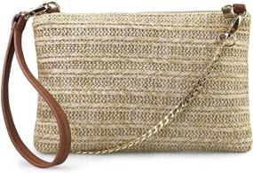 img 4 attached to 👜 Small Crossbody Bag with Straw Design, Zipper Closure - Women's Wristlet Clutch Purse