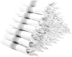 img 4 attached to WELLIFE 50 Guests Plastic Silver Hammered Silverware with Pre Rolled Linen Napkins & Cutlery Set: Includes 50 Forks, Knives, Spoons & Napkins