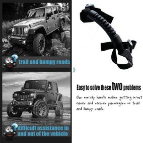 img 3 attached to 🔧 High-Quality 4 x Grab Handle moveland Compatible with Roll Bar Grab Handles for Jeep Wrangler YJ TJ JK JL Sports Sahara Freedom Rubicon X & Unlimited 1987-2021 (Black)