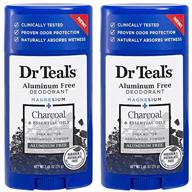 🌿 dr teal's aluminum free deodorant - charcoal - paraben & phthalate free - 2.65 oz pack of 2: natural protection with charcoal for refreshed underarms logo