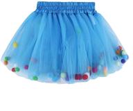 fluffy toddler tulle tutus for girls - tutu skirt with 3 layers and pom pom puff balls logo