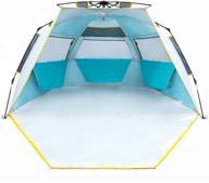 🏖️ wolfwise 3-4 person easy up beach tent: portable instant sun shelter with extended zippered porch and upf 50+ protection логотип