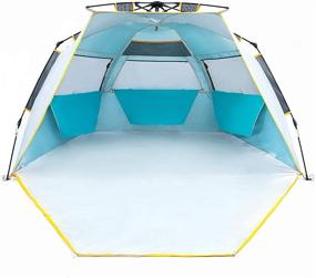 img 4 attached to 🏖️ WolfWise 3-4 Person Easy Up Beach Tent: Portable Instant Sun Shelter with Extended Zippered Porch and UPF 50+ Protection