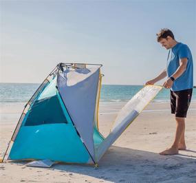 img 2 attached to 🏖️ WolfWise 3-4 Person Easy Up Beach Tent: Portable Instant Sun Shelter with Extended Zippered Porch and UPF 50+ Protection