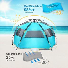 img 1 attached to 🏖️ WolfWise 3-4 Person Easy Up Beach Tent: Portable Instant Sun Shelter with Extended Zippered Porch and UPF 50+ Protection