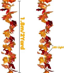 img 3 attached to VEYLIN 2-Pack Fall Maple Leaves Garland with Light for Indoor & Outdoor Decorations - Autumn Mixed Colors Maple Leaf Garland