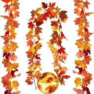 veylin 2-pack fall maple leaves garland with light for indoor & outdoor decorations - autumn mixed colors maple leaf garland logo