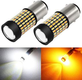 img 4 attached to 🚘 Phinlion Super Bright LED Bulbs for Car Parking Turn Signal Lights - White Amber Dual Color Switchback 1157 2057 2357 7528 with Projector