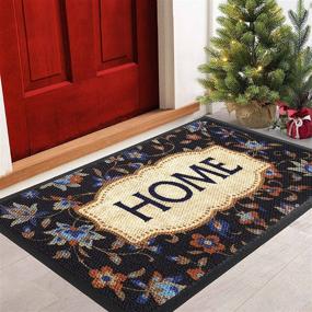 img 4 attached to Outdoor Christmas Welcome Mat - 18x30 Front Door Mat - Absorbent Indoor/Outdoor Doormat - Blue Entryway Mat