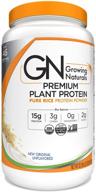 organic premium plant-based protein powder - growing naturals - pure rice protein, non-gmo, vegan, gluten-free, keto-friendly, shelf-stable (original unflavored, 2 pound (pack of 1)) logo