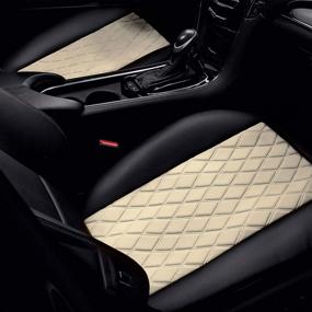 img 3 attached to FH Group FB210102 Faux Leather/NeoSupreme Seat Cushion Pad With Front Pocket (Beige) Front Set With Gift – Universal Fit For Cars Trucks &Amp