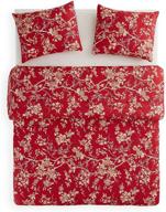 wake in cloud - red floral comforter set, vintage flowers pattern, soft microfiber bedding (3pcs, queen size) logo