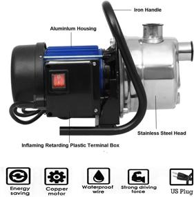 img 3 attached to 💧 1.6 HP Electric Shallow Well Sump Pump Stainless Booster Pump for Lawn Water Transfer, Home Garden Irrigation (Blue)