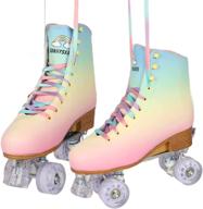 🌱 premium vegan leather outdoor roller skates for women/youth – adjustable size quad skates for indoor and outdoor use logo