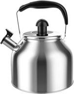 stainless steel tea kettle with whistling spout, ergonomic handle - 3.9 quart teapot for all stovetop logo