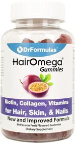 img 3 attached to DrFormulas Hair Skin Nails Gummies Vitamins with Biotin - HairOmega 5000 mcg Biotin Supplement for Hair Growth | Vegetarian Gummy (non-Bears) | Men and Women | Sugar-based, Not Corn Syrup