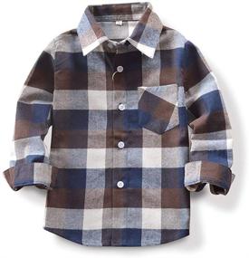 img 4 attached to 👕 Kids Flannel Buffalo Plaid Button Down Shirt - Long Sleeve Western Shirts for Boys - Baby Boys' Shirts