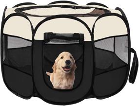 img 4 attached to 🏞️ Convenient afuLaI Foldable Pet Playpen Ensures Safe Indoor/Outdoor Exercise for Dogs, Cats, Rabbits & Hamsters - Comes with Carrying Case!