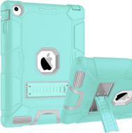 📱 bentoben ipad 2/3/4 case - heavy duty shockproof protective case with kickstand, anti-slip, rugged design - mist blue/light gray логотип