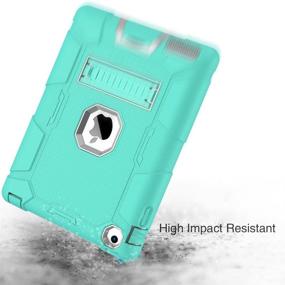 img 2 attached to 📱 BENTOBEN iPad 2/3/4 Case - Heavy Duty Shockproof Protective Case with Kickstand, Anti-Slip, Rugged Design - Mist Blue/Light Gray