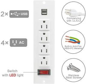 img 2 attached to 💡 Белая встраиваемая розетка с выключателем - 4 розетки переменного тока, 2 USB-порта, 2 винта.