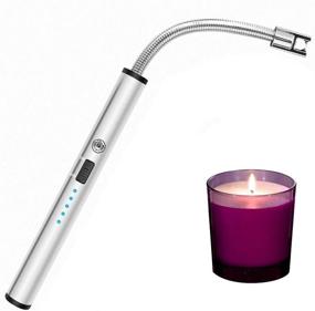 img 4 attached to Candle Lighter: USB Rechargeable, Windproof Flameless Lighter for Multi-Purpose Use like Candle, Grill, Barbecue, Campfire, Birthday Party, Hiking - Gray Ice
