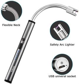 img 3 attached to Candle Lighter: USB Rechargeable, Windproof Flameless Lighter for Multi-Purpose Use like Candle, Grill, Barbecue, Campfire, Birthday Party, Hiking - Gray Ice