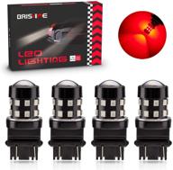 🔴 brishine 4-pack super bright led bulbs, red, 3157 3156 3057 4057 3157k, 9-30v, non-polarity, 24-smd chipsets with projector for brake, tail, and turn signal lights logo