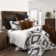 stunning hiend accents amelia aztec 3-pc comforter set - super queen size in striking black & white jacquard logo