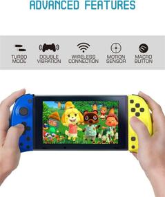 img 3 attached to KINVOCA C25 Joypad for Nintendo Switch/Lite - Ultimate Wired/Wireless Controller with Programmable Macros, Turbo, Motion Control & Dual Motors - Joycon Replacement (Blue and Yellow w/Grip)