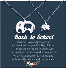 img 4 attached to UNITE & UPGRADE: Back to School Gifts - Mother Daughter Matching Heart/Elephant Silver Necklaces Set for 2, Mommy and Me Jewelry. Beat Separation Anxiety with Perfect First Day of School Present for Girls!