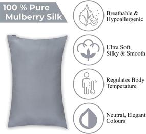 img 2 attached to 💤 ASILKA 100% Mulberry Silk Pillowcase for Hair & Skin - Cooling Satin Pillow Covers with Zipper: Standard Size, Ideal Gift for Girls & Women's Beauty