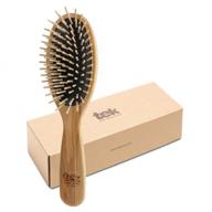 🌿 tek large oval ash wood brush: handmade in italy, short tooth, universal for all hair types - 22 x 6 cm logo