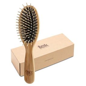 img 2 attached to 🌿 TEK Large Oval Ash Wood Brush: Handmade in Italy, Short Tooth, Universal for All Hair Types - 22 x 6 cm