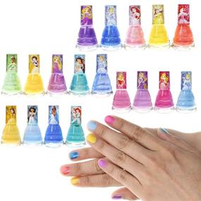 img 4 attached to 💅 Townley Girl Disney Princesses Super Sparkly Peel-Off Nail Polish Deluxe Present Set: 18 Colorful Shades for Girls