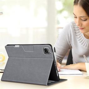 img 1 attached to 📱 BuKoor iPad Pro 11 inch Case 2021 3rd Generation | PU Leather Case with Pencil Holder, Auto Sleep/Wake Magnetic Clasp, Pocket Folio Smart Cover for iPad Pro 2020/2018 2nd/1st Gen - Grey