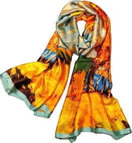 img 3 attached to Shanlin Floral Satin Scarves SunFlowers Women's Accessories