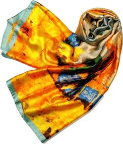 img 2 attached to Shanlin Floral Satin Scarves SunFlowers Women's Accessories