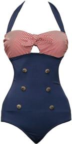 img 4 attached to Stylish Bslingerie Women 1950S Retro Vintage Push Up Monokini One Piece Swimsuit - Embrace a Classic Poolside Look!