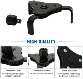 img 2 attached to 🔧 Premium Adjustable 3 Jaw Oil Filter Wrench Tool – Ideal for Motorcycles, Cars, Trucks & Heavy Duty Filters (2 1/8-4 1/2 Inch Diameters) – ⅜ and ½ Inch Drive – Sleek Black Design