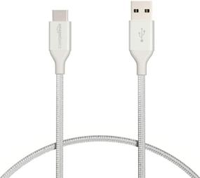 img 4 attached to 🔌 Amazon Basics 1-футовый кабель быстрой зарядки USB-C на USB-A, 3A - серебристый | Получите двойную прочность нейлона с оплеткой!