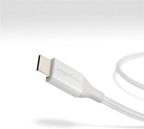 img 1 attached to 🔌 Amazon Basics 1-футовый кабель быстрой зарядки USB-C на USB-A, 3A - серебристый | Получите двойную прочность нейлона с оплеткой!