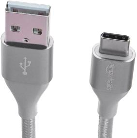 img 2 attached to 🔌 Amazon Basics 1-футовый кабель быстрой зарядки USB-C на USB-A, 3A - серебристый | Получите двойную прочность нейлона с оплеткой!