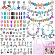 flasoo girls' bracelet making kit - 85pcs charm bracelets with beads, charms for jewelry, diy craft kit, teen girls' jewelry gift logo