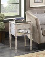 gold coast mayfair end table, weathered white with mirror accent - convenient and stylish логотип