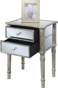 img 3 attached to Gold Coast Mayfair End Table, Weathered White with Mirror Accent - Convenient and Stylish