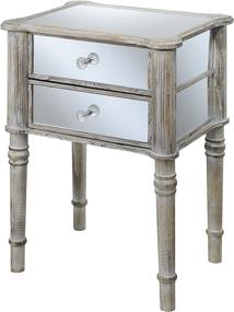 img 2 attached to Gold Coast Mayfair End Table, Weathered White with Mirror Accent - Convenient and Stylish