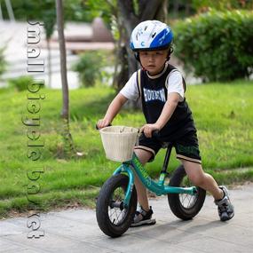 img 3 attached to Handwoven Wicker Kids Bike Basket for Girls Boys - Front Handlebar Basket for Bicycles, Tricycles, Balance Scooters - Waterproof with Leather Straps - Small Basket for Women